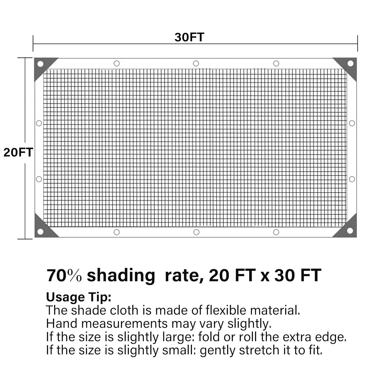 winemana 70% Black Shade Cloth, 20 x 30 FT Durable Mesh Tarp with Grommets, Resistant Garden Sun Shade Netting with Taped Edge for Plant Cover, Greenhouse, Patio, Tomatoes, Chicken Coop, Barn Kennel - imagem de detalhe 1