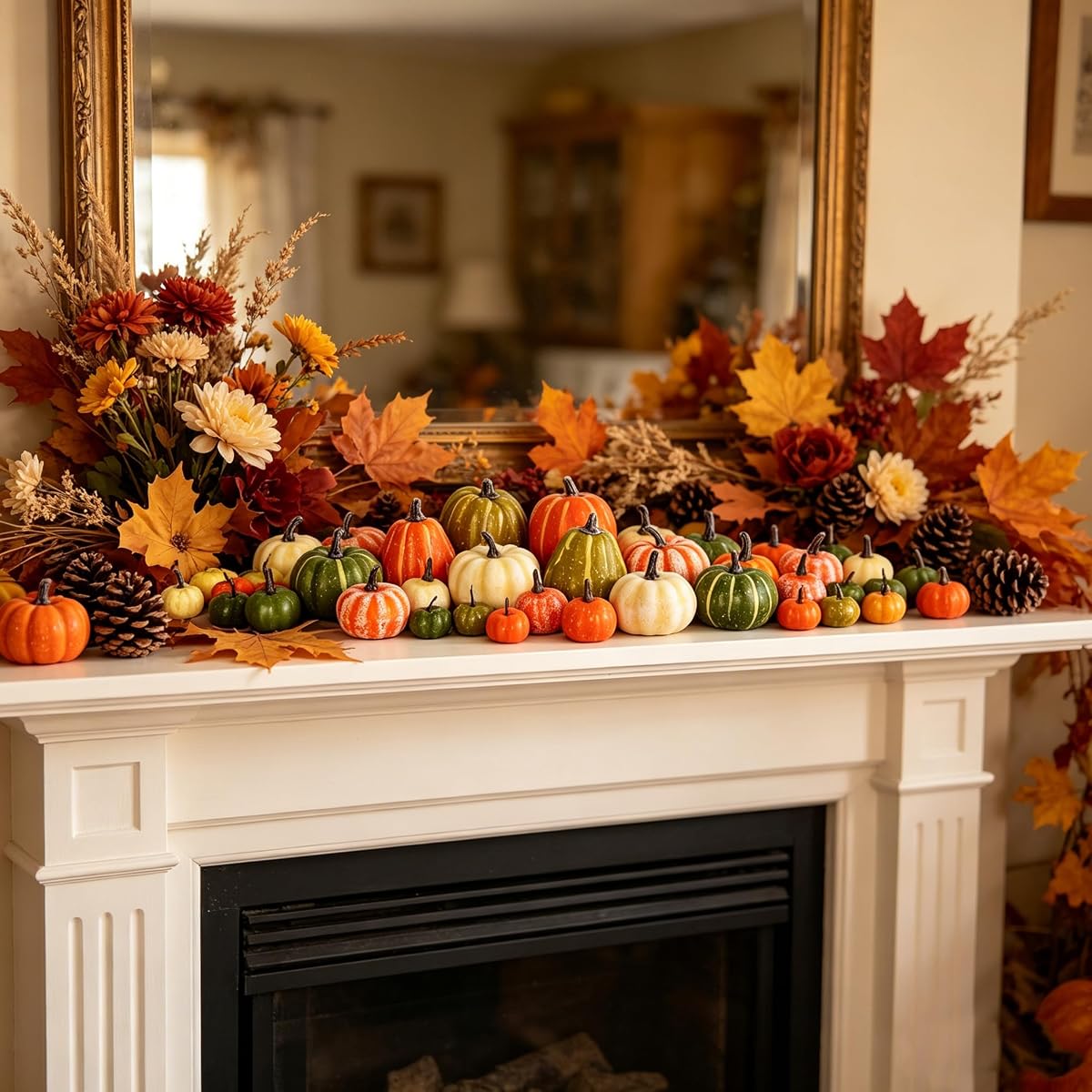 winemana 46 Pcs Artificial Pumpkins for Decorating Fall Decorations - imagen de detalle 3