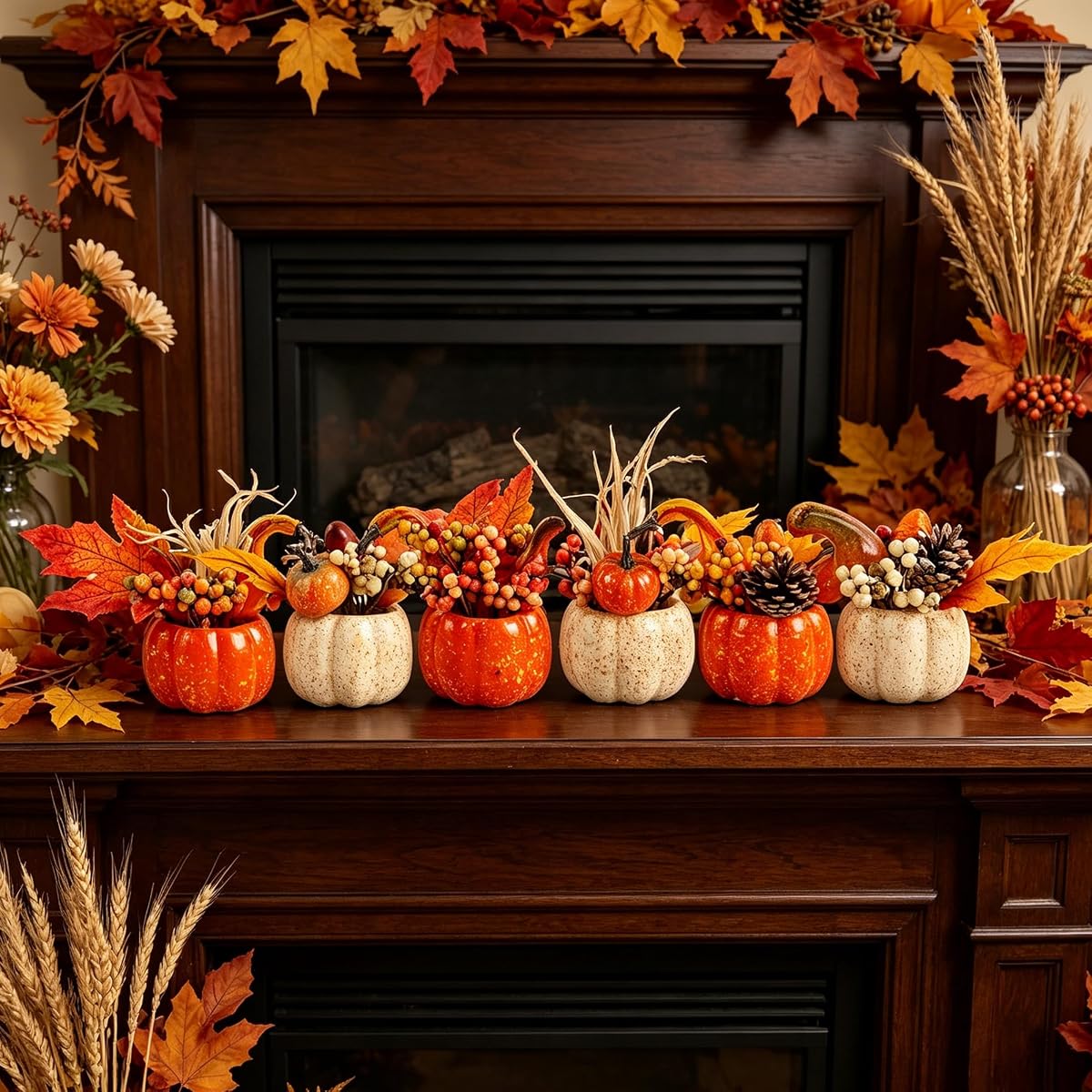 winemana Fall Decorations for Home, Set of 6 Artificial Pumpkin - imagem de detalhe 6