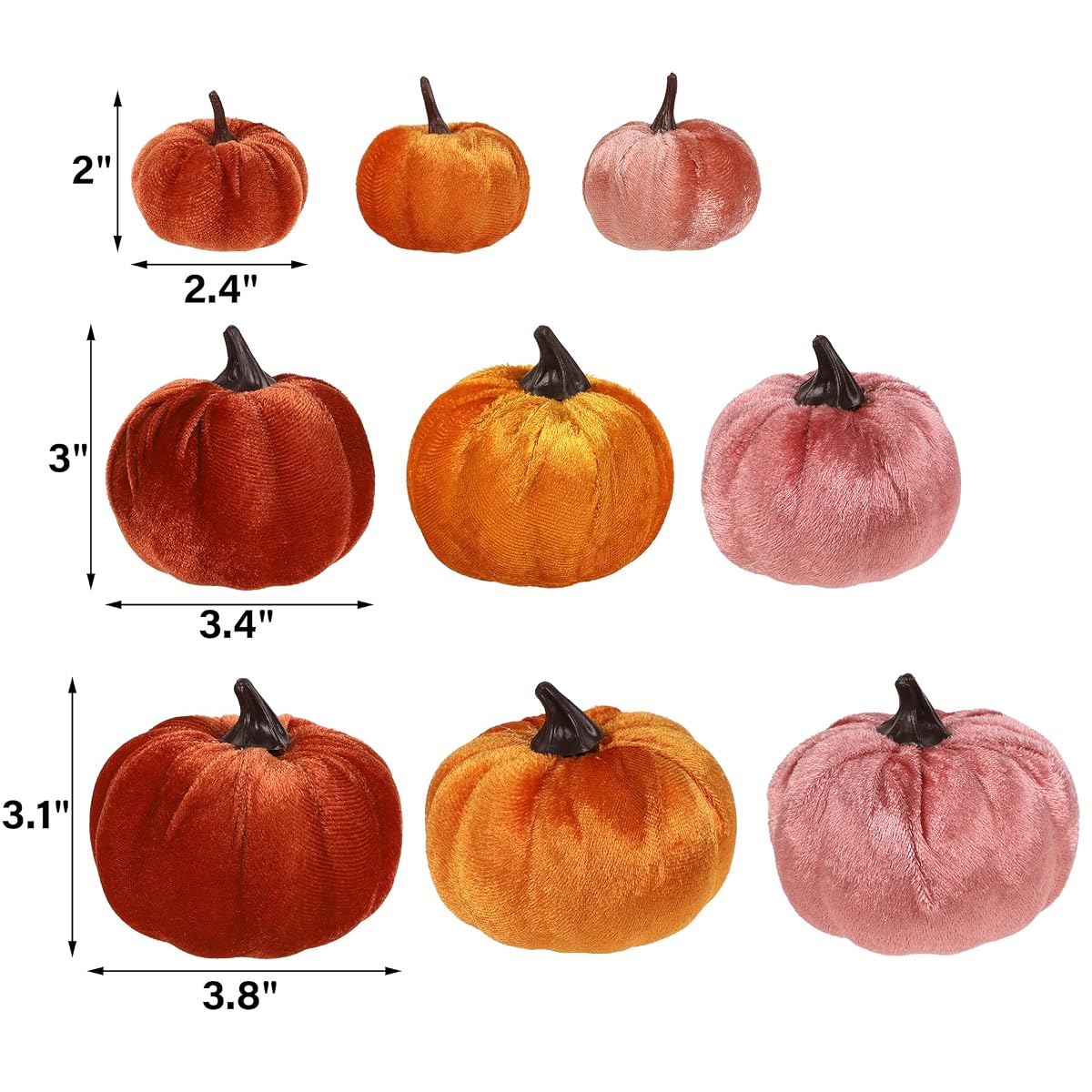 winemana 12 Pack Velvet Pumpkins Fall Decor, Fabric Foam Pumpkin for Decorating, Thanksgiving Table Decorations Fake Pumpkins for Mantel, Wedding Dining Table Centerpieces (Rust Orange) - imagem de detalhe 1