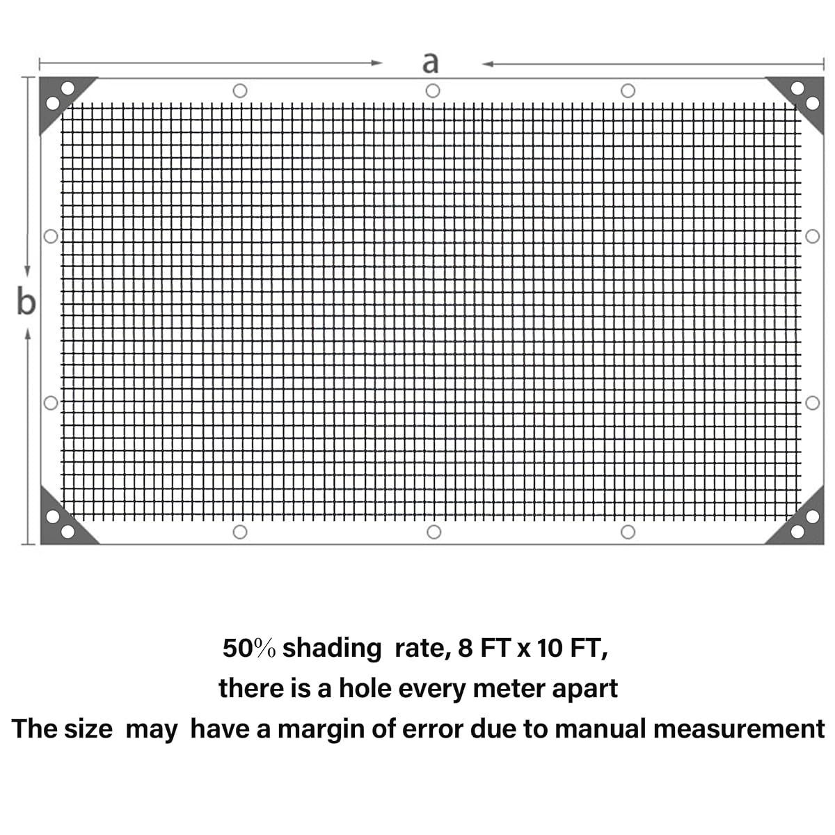 winemana Black Shade Cloth 50%, 8x10 FT Mesh Tarp - Garden Shade for Greenhouse, Patio, Vegetables, Plants Cover and Chicken Coops, Sun Shade Net for Outdoor Protection with Reinforced Grommets - imagen de detalle 2