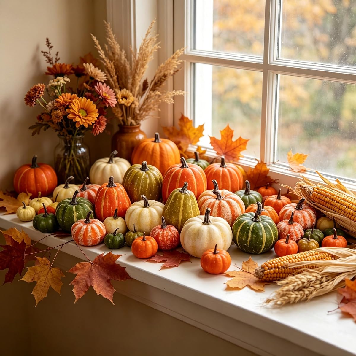 winemana 46 Pcs Artificial Pumpkins for Decorating Fall Decorations - imagen de detalle 5