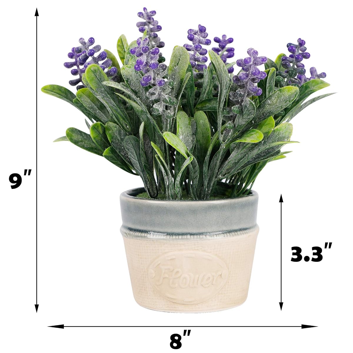 winemana Artificial Lavender Potted Plants, 9 X 8 X 3.8 in, Faux Flower Modern Farmhouse Decor, Country Decor, Plump Particles, Durable for Lawn Home Office Indoor Outdoor - 细节图 1