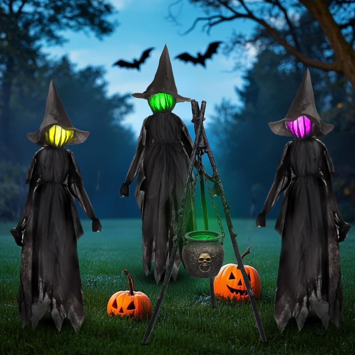 winemana 3 Pack Halloween Witches Outdoor Decorations, 6FT - imagen de detalle 6