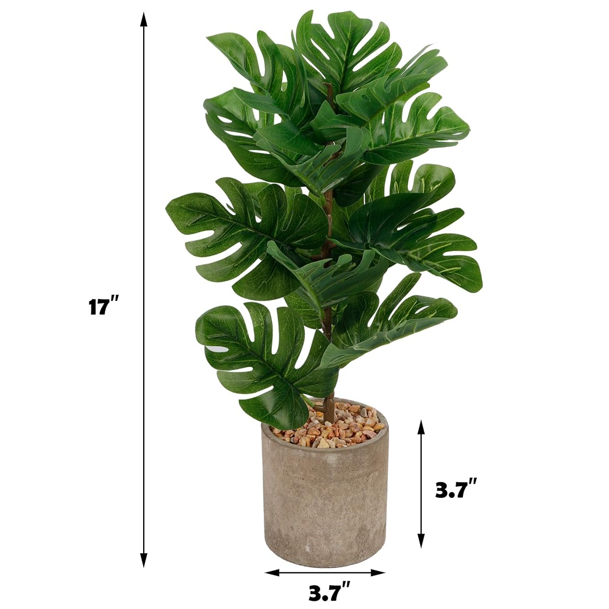 winemana 17 inches Artificial Potted Greenery Green Leaf Plants, Monstera Leaf Small Plants for Office Desk Indoor Outdoor Decoration (Emerald Green) - imagen de detalle 1