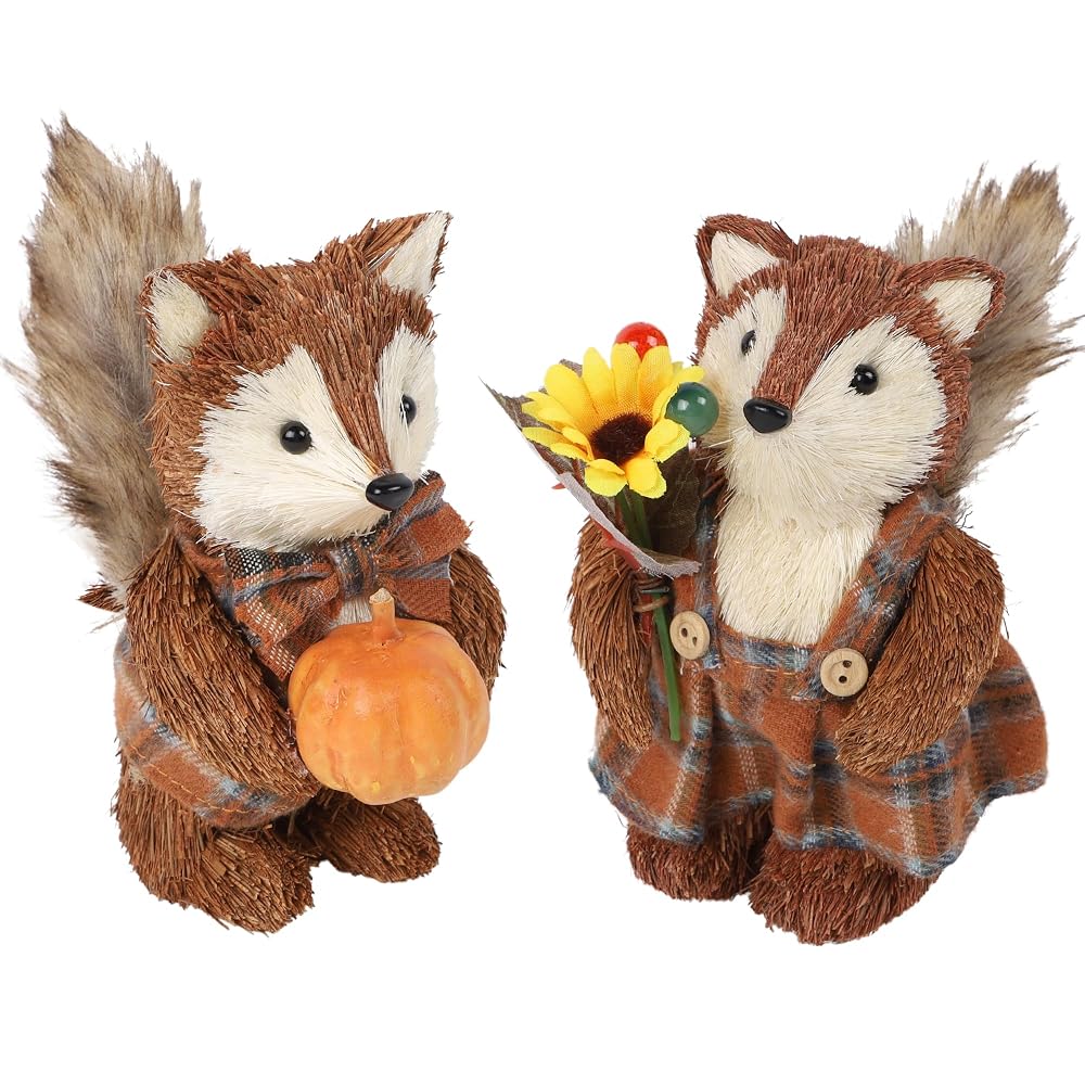 winemana 2 Pack Fox Fall Decorations for Home, Thanksgiving Table Decor