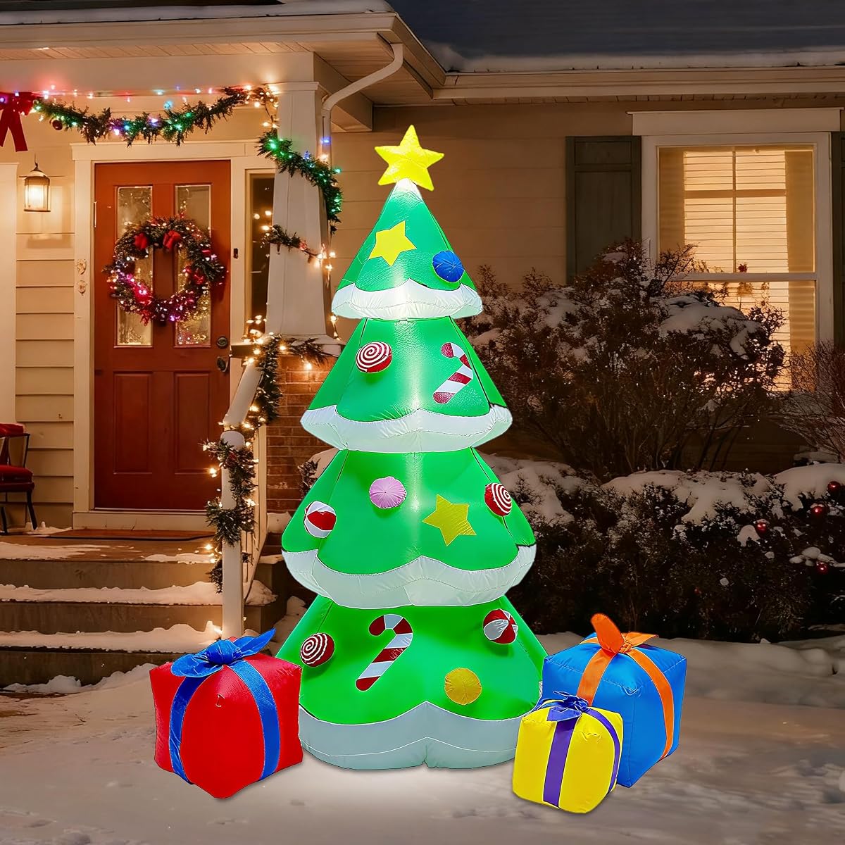 DR.DUDU 7 FT Inflatable Christmas Tree with Led Lights, Lighted Christmas Tree for Blow Up Yard Decoration, Indoor Outdoor Yard Garden Christmas Decoration - imagen de detalle 1