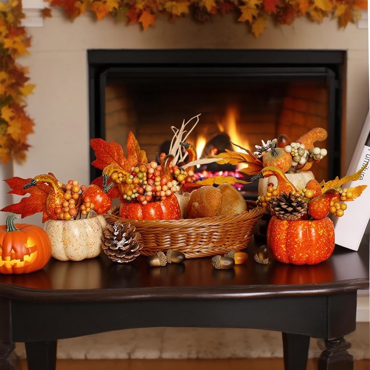 winemana Fall Decorations for Home, Set of 6 Artificial Pumpkin - imagem de detalhe 3