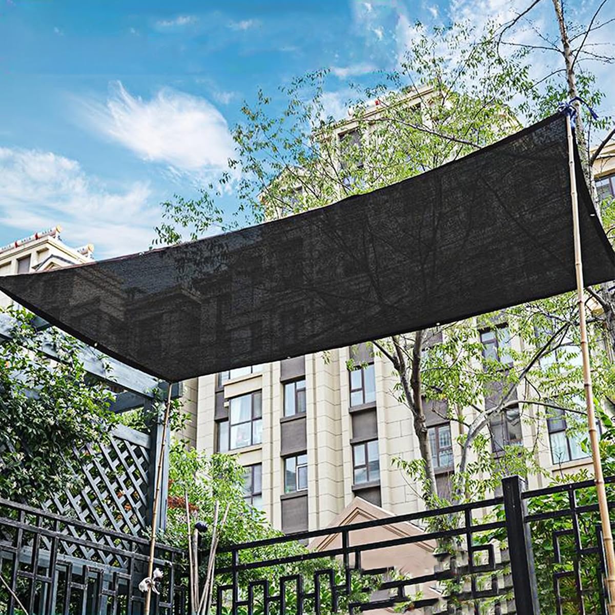 winemana 70% Black Shade Cloth, 6.6 x 6.6 FT Durable Mesh Tarp with Grommets, Resistant Garden Sun Shade Netting with Taped Edge for Plant Cover, Greenhouse, Patio, Tomatoes, Chicken Coop, Barn Kennel - imagem de detalhe 5