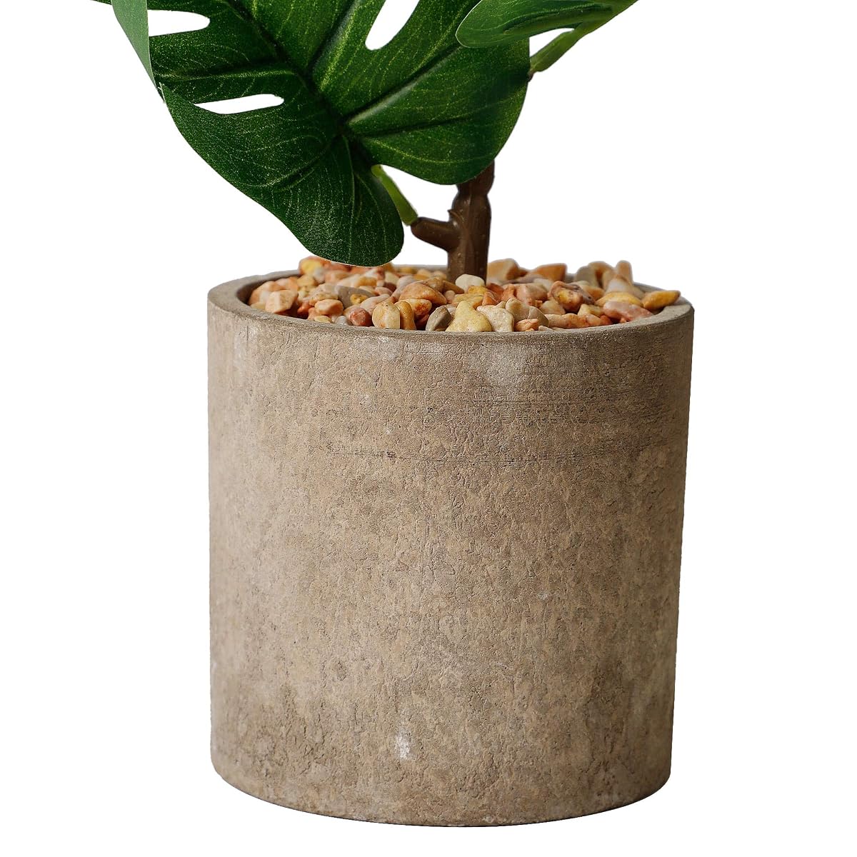 winemana 17 inches Artificial Potted Greenery Green Leaf Plants, Monstera Leaf Small Plants for Office Desk Indoor Outdoor Decoration (Emerald Green) - imagen de detalle 2