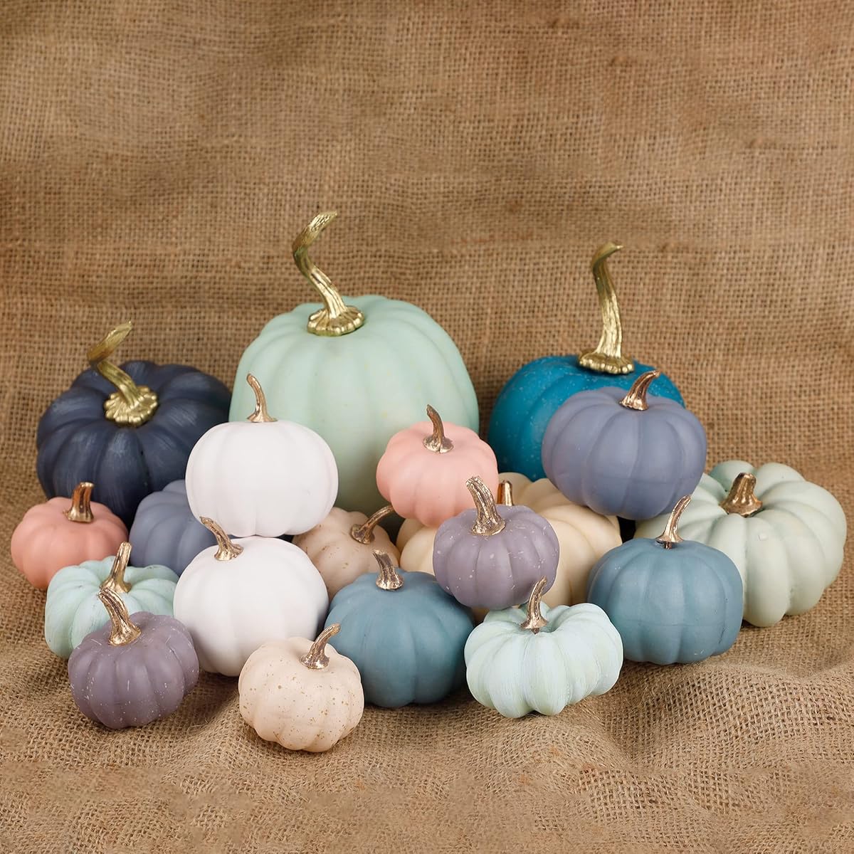 winemana 19 Pcs Thanksgiving Decorations Artificial Pumpkins, 8 Sizes 12 Colors Fall Fake Plastic Pumpkins Friendsgiving Decorations for Home Kitchen Table Indoor Outdoor Wedding Party - 细节图 6