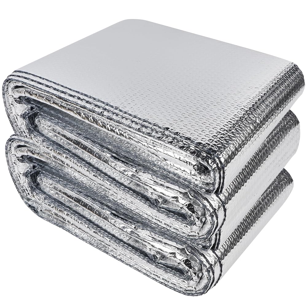 winemana Window Insulation Roll 48IN x 50FT Reflective Heat Shield Bubble Film Double-Sided Aluminum Foil Insulation Weatherproof Garage Door Cover for Windows RV Basement Winter Summer