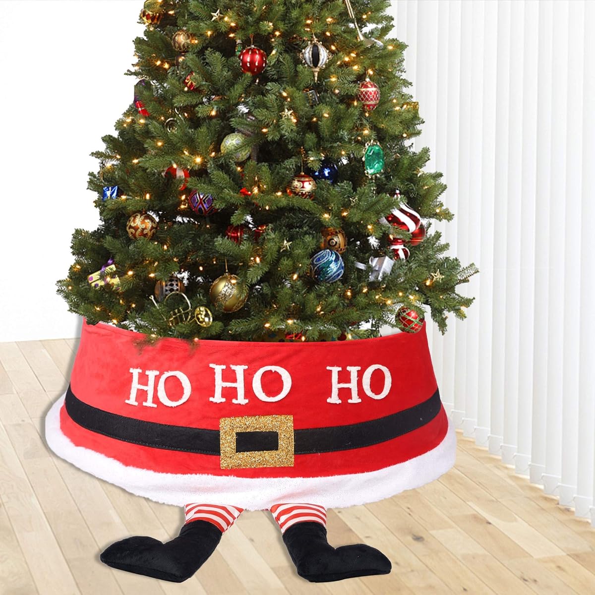 DR.DUDU Christmas Tree Ring with Santa Claus Pattern, Christmas Tree Collar,Top 24 Inches Diameter Bottom 30 Inches Diameter Christmas Tree Decoration for for Home Decoration in Winter and New Year - imagem de detalhe 5