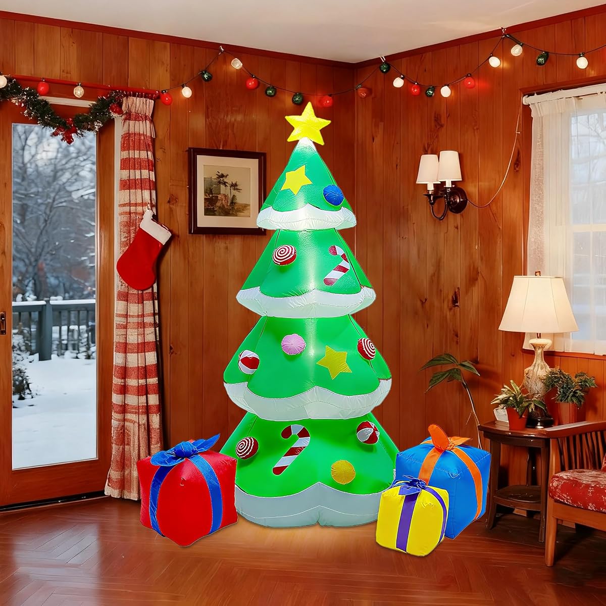 DR.DUDU 7 FT Inflatable Christmas Tree with Led Lights, Lighted Christmas Tree for Blow Up Yard Decoration, Indoor Outdoor Yard Garden Christmas Decoration - imagen de detalle 4