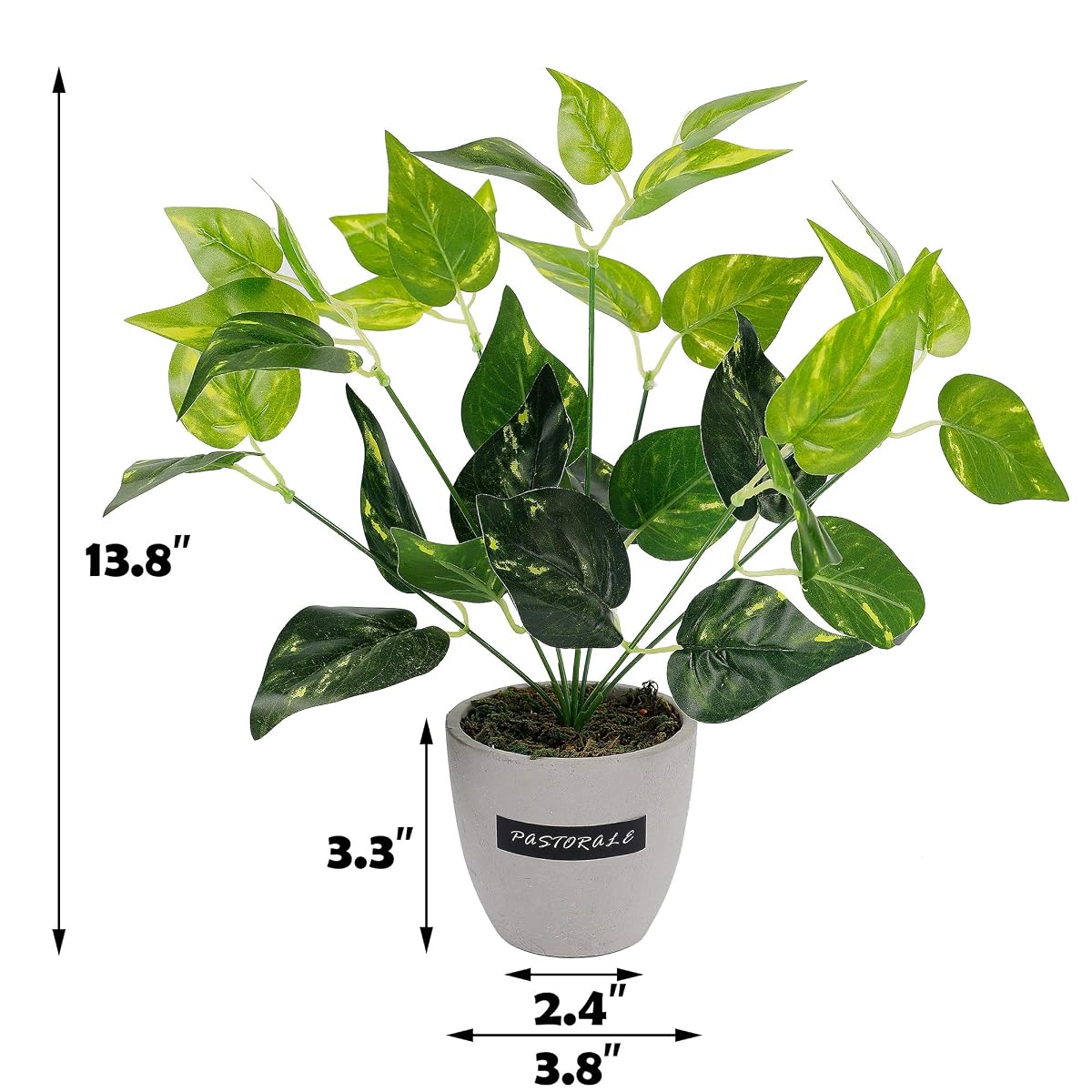 winemana 13.4 inches Artificial Potted Greenery Green Leaf Plants Small Plants for Office Desk Indoor Outdoor Decoration - imagen de detalle 2