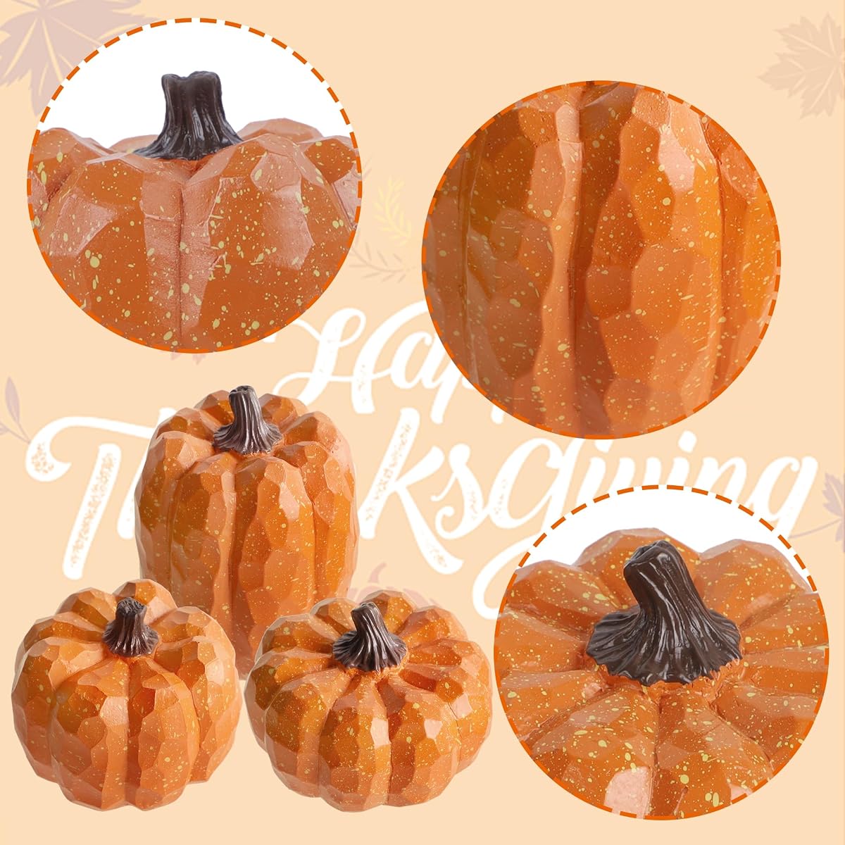 winemana Pumpkins Fall Decor Set of 3, Orange - detail image 5