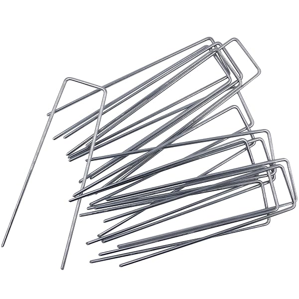 Winemana 100 PCS Garden Landscape Sod Staples, 6 Inches Sturdy Durable Rustproof Landscaping Staples for Weed Barrier Ground Cover Fence and Landscaping