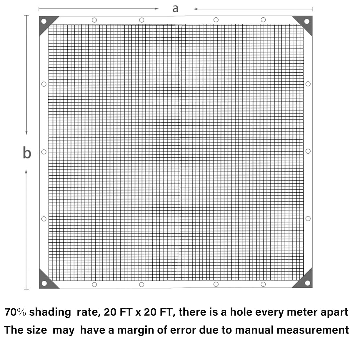 winemana 70% Black Shade Cloth, 20 x 20 FT Durable Mesh Tarp with Grommets, Resistant Garden Sun Shade Netting with Taped Edge for Plant Cover, Greenhouse, Patio, Tomatoes, Chicken Coop, Barn Kennel - imagem de detalhe 2