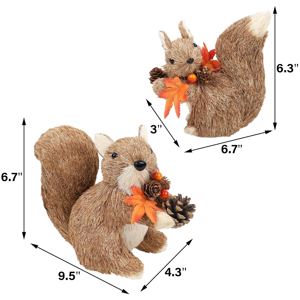 winemana Set of 2 Fall Decorations for Home Squirrels Table Decor - imagen de detalle 2