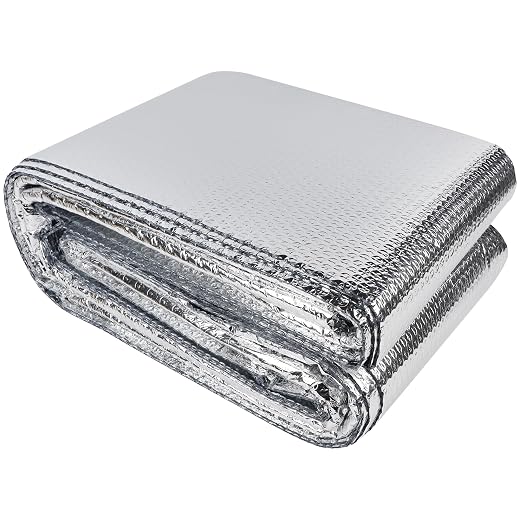 winemana Window Insulation Roll, 48IN x 20FT Reflective Heat Shield Bubble Film, Double-Sided Aluminum Foil Insulation, Weatherproof Garage Door Cover for Windows, RV, Basement, Winter & Summer