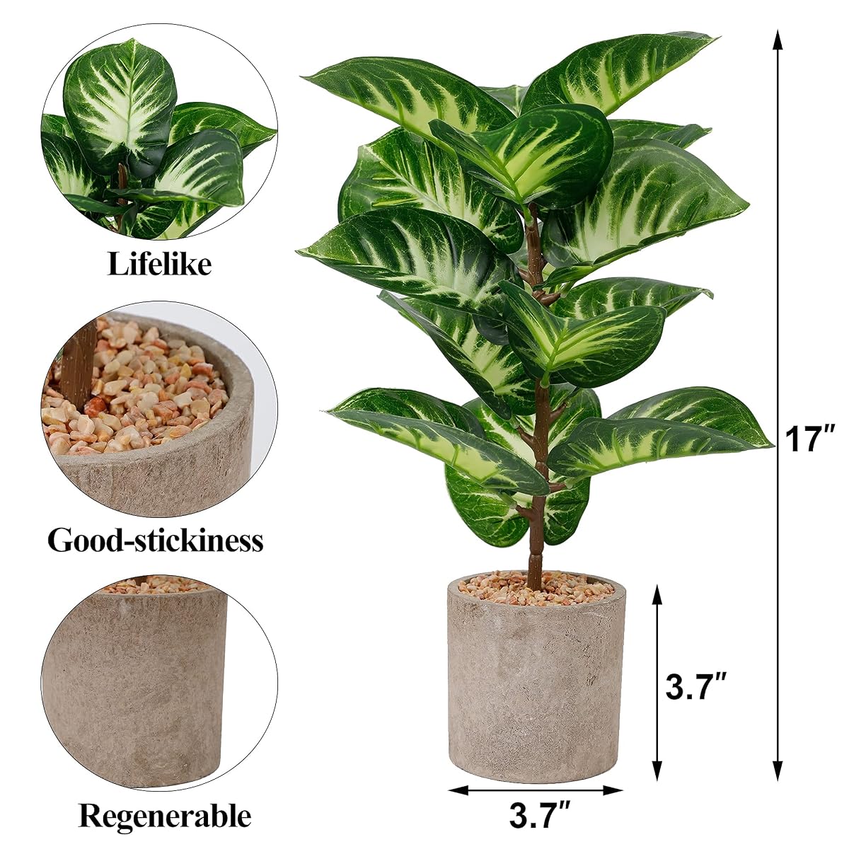 winemana Artificial Palm Plants 17" Large Faux Turtle Leaf in Pots, Fake Tropical Monstera Imitation Greenery for Home Kitchen Party Flowers Arrangement Indoor Decorations - imagem de detalhe 2