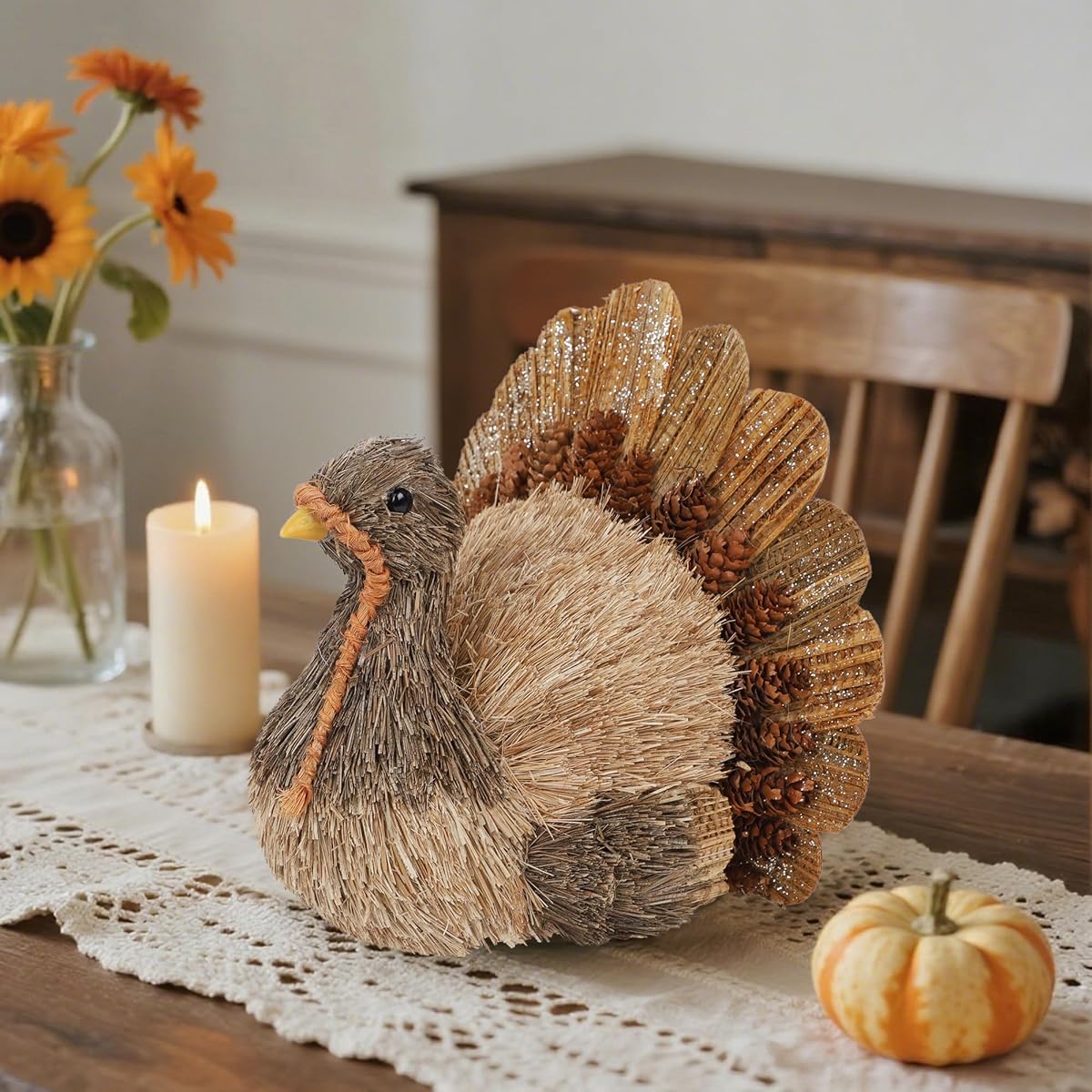 winemana Sisal Turkey Figurine – Thanksgiving Table Decorations Indoor - detail image 1