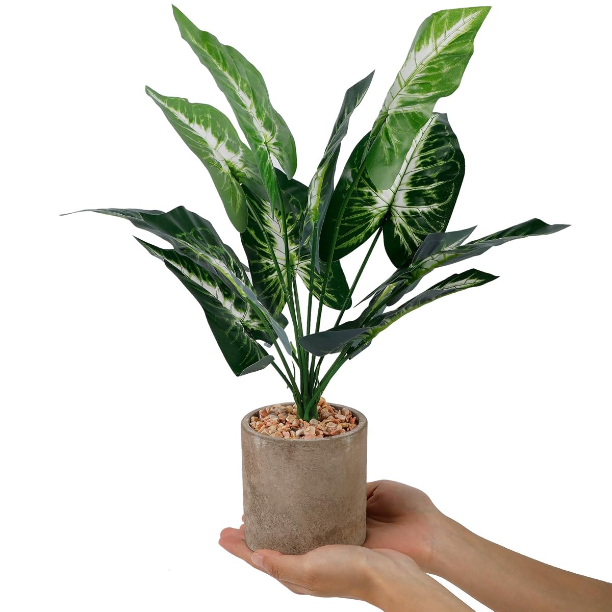 winemana 18" Artificial Potted Green Leaf Plants in Pot, Fake Small Houseplants for Indoor, Home, Living Room, Office, Tabletop, Desk - detail image 2