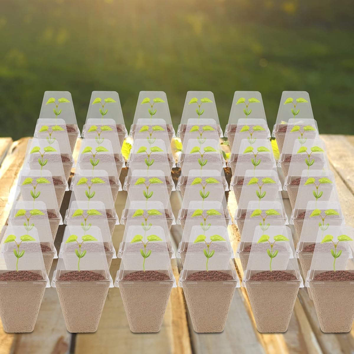 winemana Seed Starter Peat Pots,Biodegradable with Humidity Dome and Labels For Plant Nursery, Seedlings Planting For Indoor Outdoor Garden (Square)36 Set - detail image 6