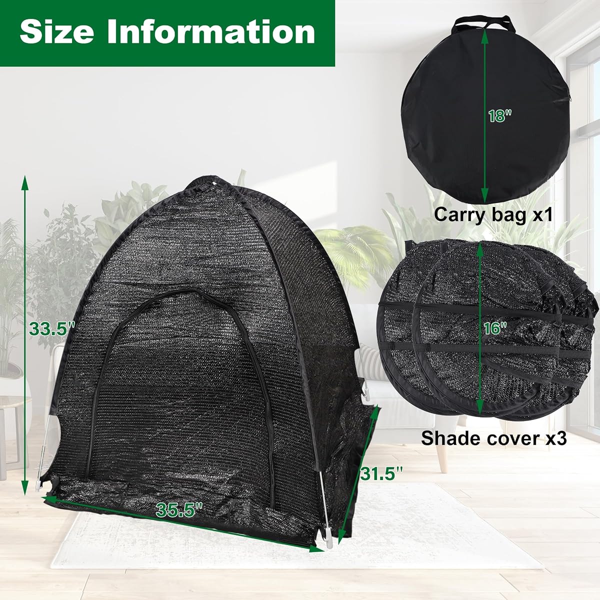 winemana 3 Pcs 70% Garden Plant Shade Tent, 33.5"x35.5"x31.5" UV Resistant Pop Up Sun Shade Netting, Protective Plants Cover for Outdoor Vegetable Fruit, Easy Setup Net to Keep Animals & Insects Out - detail image 2