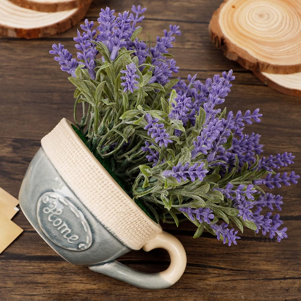 winemana Artificial Lavender Plant in Pot, Purple Faux Silk Floral Arrangements for Kitchen, Office, Weddings, Rustic Home Décor Indoor Outdoor Centerpieces (Dark Purple) - 细节图 2