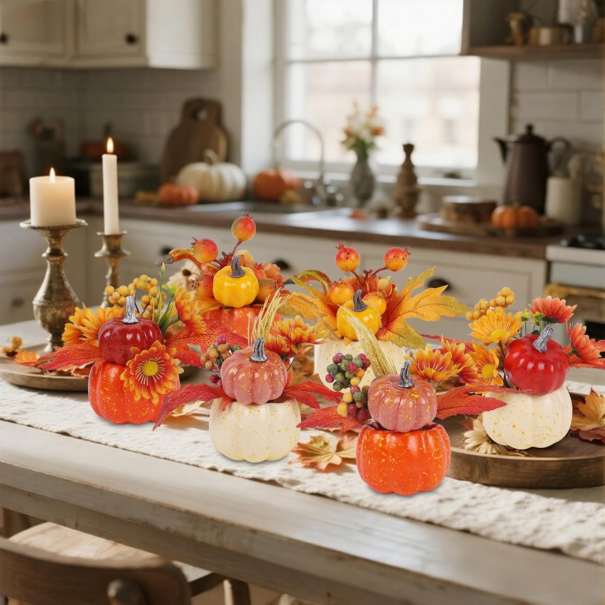 winemana Fall Decorations for Home, Set of 6 Artificial Pumpkins - imagen de detalle 6