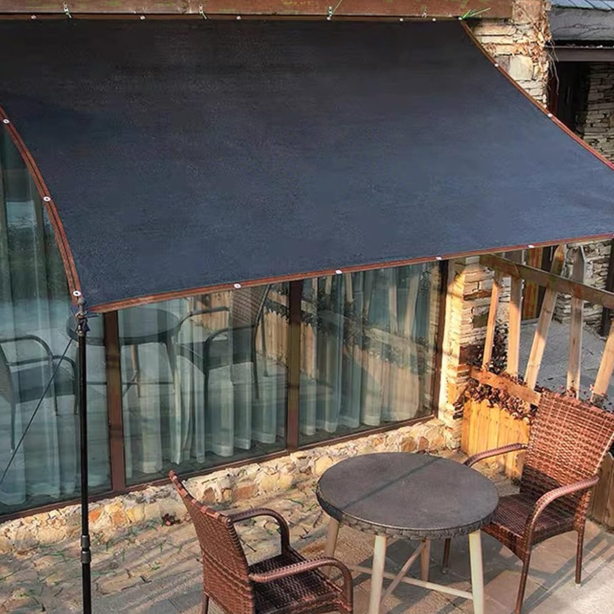 winemana 50% Black Shade Cloth, 20x 20 FT Durable Mesh Tarp with Grommets, Garden Sunblock Shade Cloth Shading Antifreezing for Plants Cover, Greenhouse, Barns Kennel, Patio, Tomatoes - imagem de detalhe 4