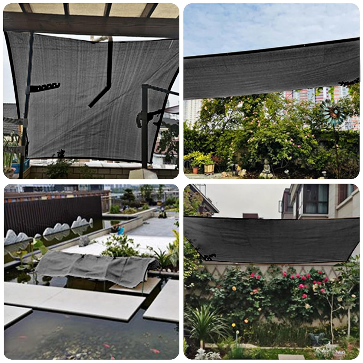 winemana 50% Black Shade Cloth, 6.6 x 6.6 FT Durable Mesh Tarp with Grommets, Garden Sunblock Shade Cloth Shading Antifreezing for Plants Cover, Greenhouse, Barns Kennel, Patio, Tomatoes - imagem de detalhe 5
