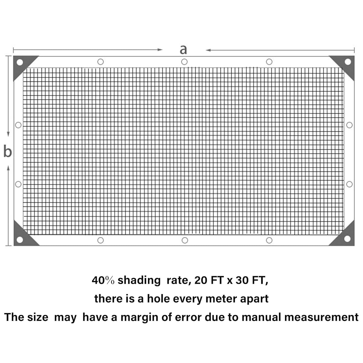 winemana 40% Black Shade Cloth, 20 x 30 FT Durable Mesh Tarp with Grommets, Resistant Garden Sun Shade Netting, Shading Antifreezing for Pergola, Greenhouse, Plants Growing, Chicken Coop - imagem de detalhe 2