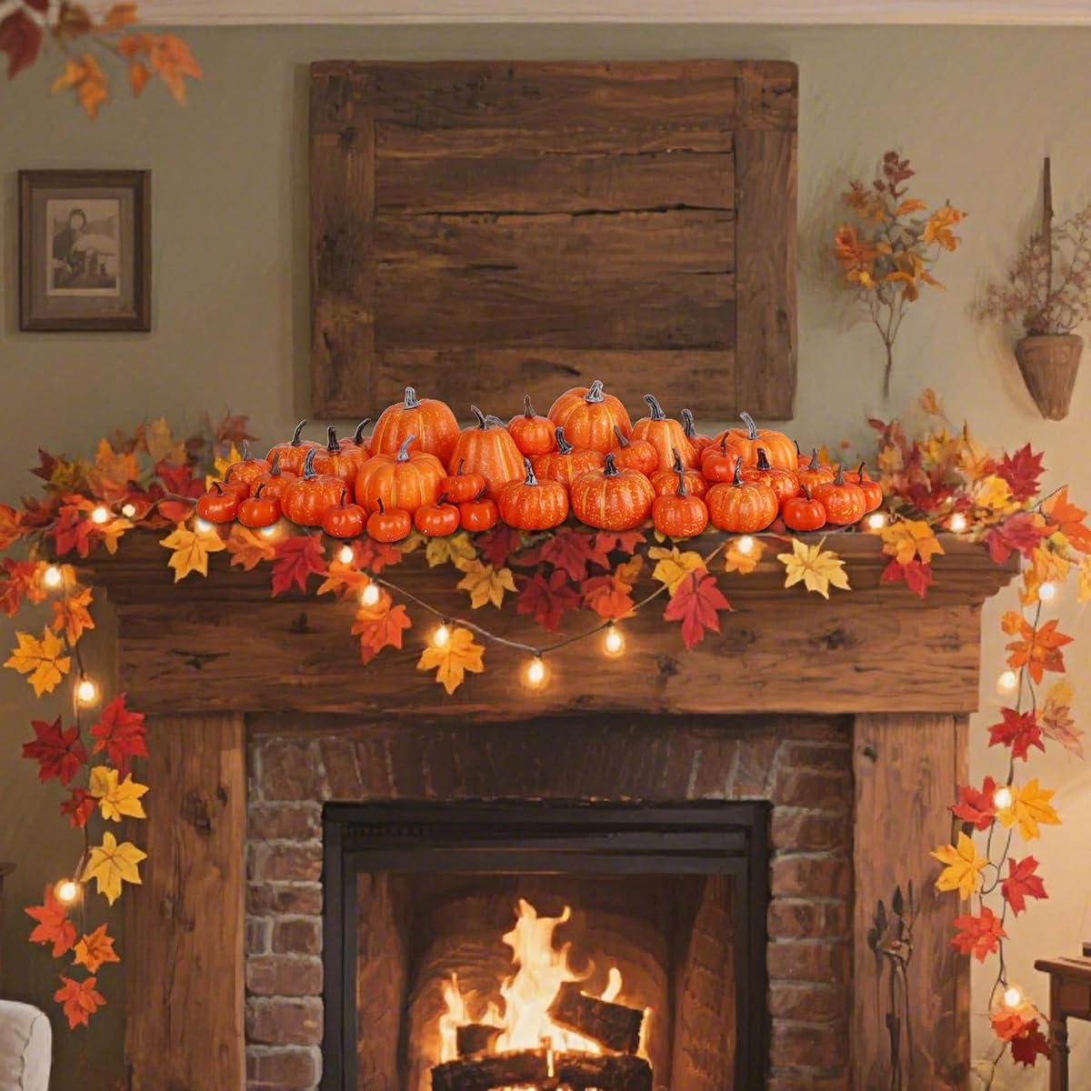 winemana 46 Pcs Artificial Pumpkins Fall Decorations, Orange - imagen de detalle 4