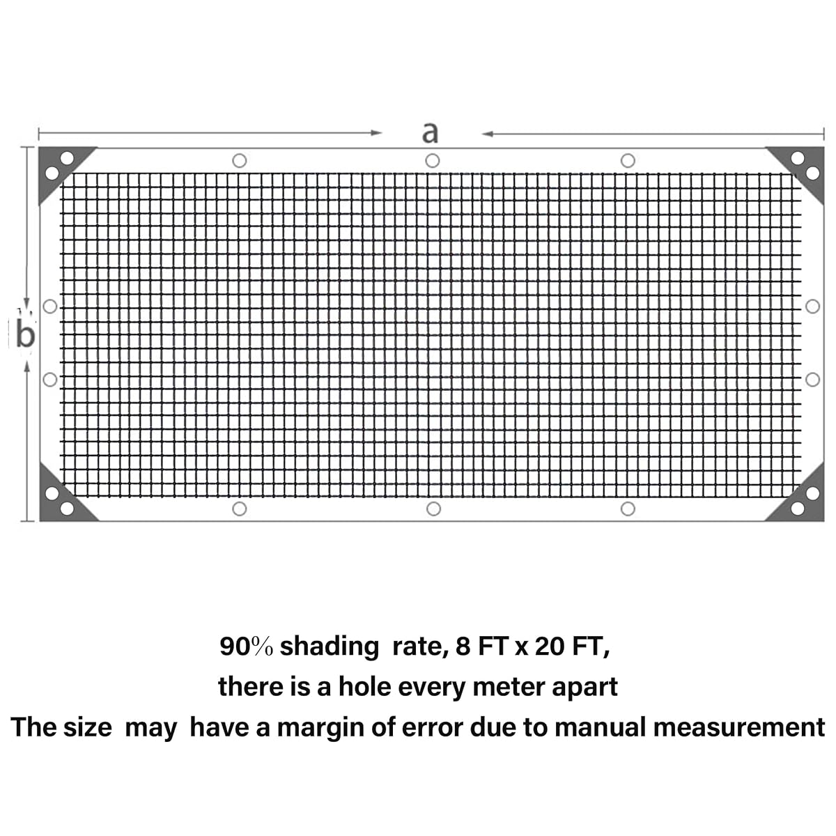 winemana Black Shade Cloth 90%, 8x20 FT Mesh Tarp - Garden Shade for Greenhouse, Patio, Vegetables, Plants Cover and Chicken Coops, Sun Shade Net for Outdoor Protection with Reinforced Grommets - imagem de detalhe 2
