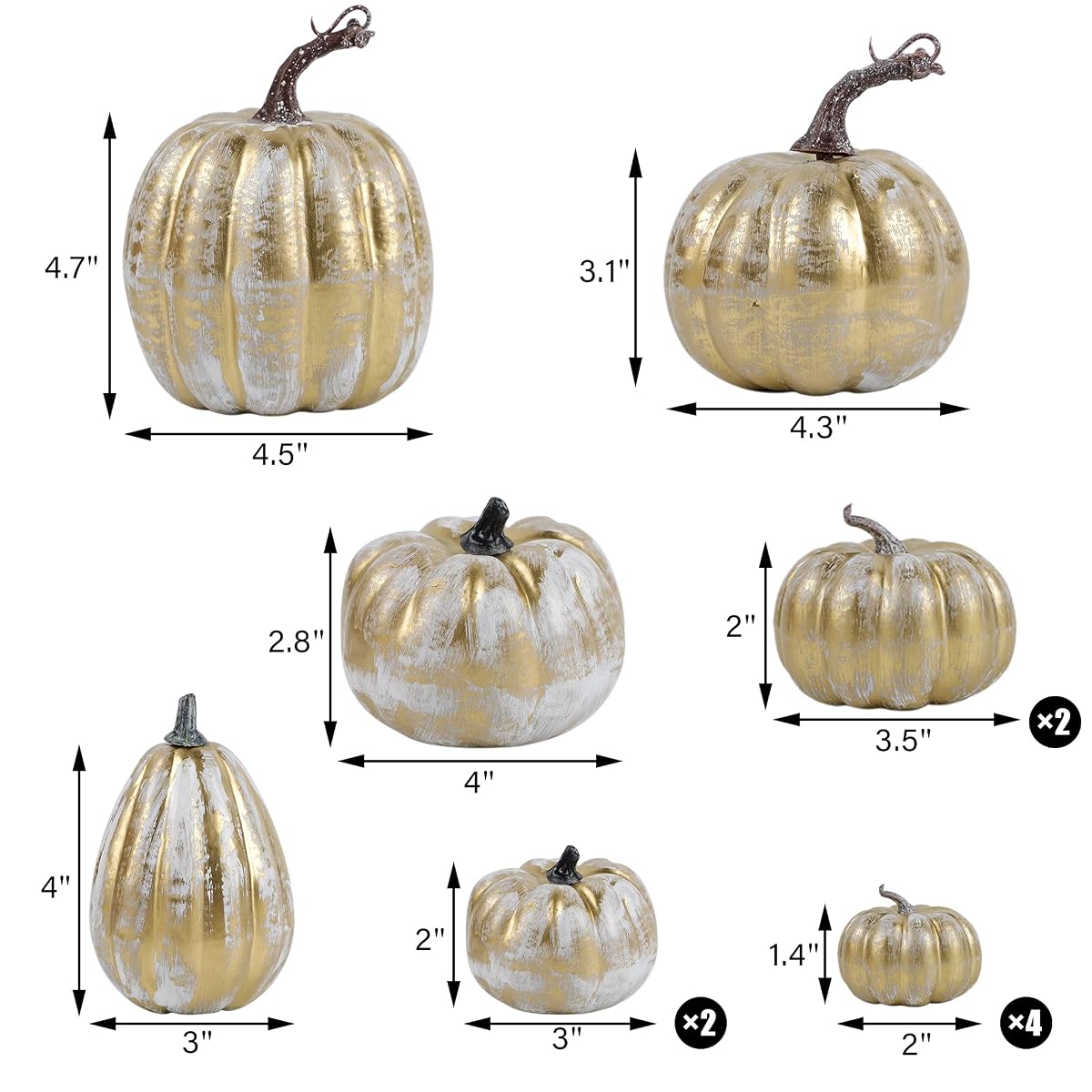 winemana 12 Pcs Pumpkin Fall Decorations, Golden Artificial Pumpkins - imagem de detalhe 2
