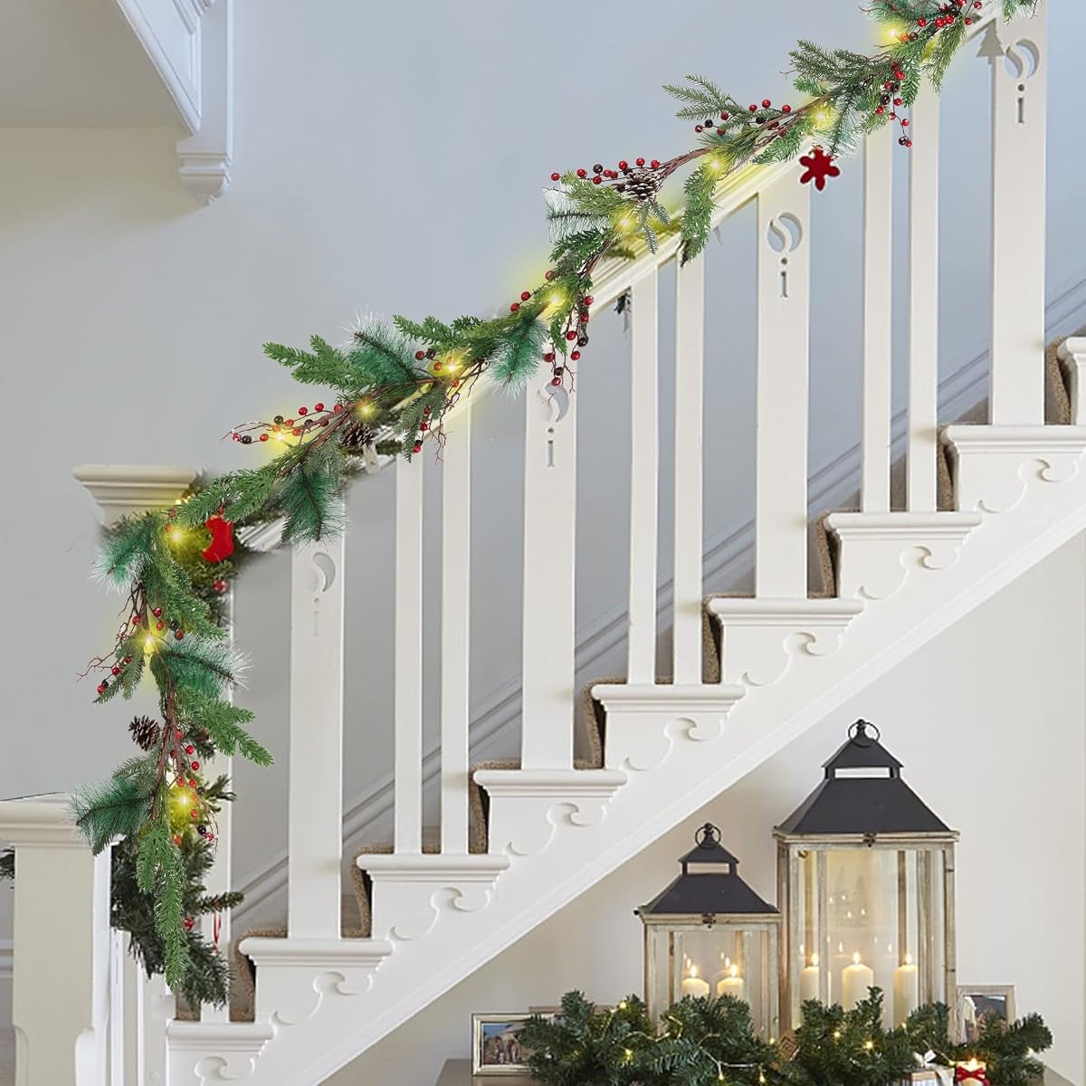 winemana 6 FT Pre-lit Artificial Christmas Garland with Lights for Mantle - imagem de detalhe 6