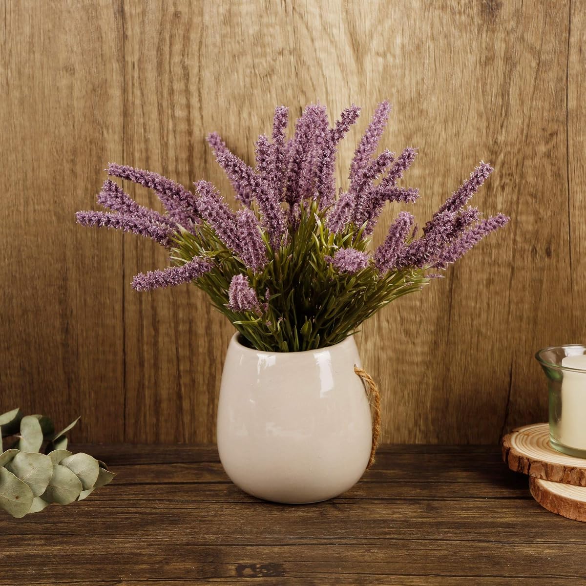 winemana Artificial Lavender Potted Plants with Rope, 9 X 3.7 X 3.7 in, Faux Flower Modern Farmhouse Decor, Easy to Hang, Durable for Home, Bathroom, Coffe Table, Lavender Room, Indoor Outdoor - imagen de detalle 3