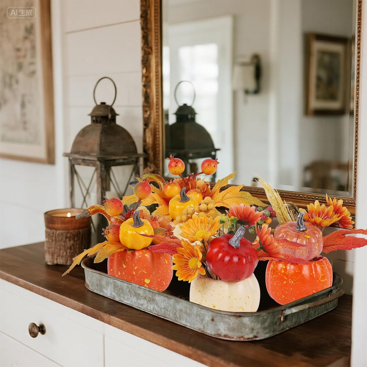 winemana Fall Decorations for Home, Set of 6 Artificial Pumpkins - imagen de detalle 4