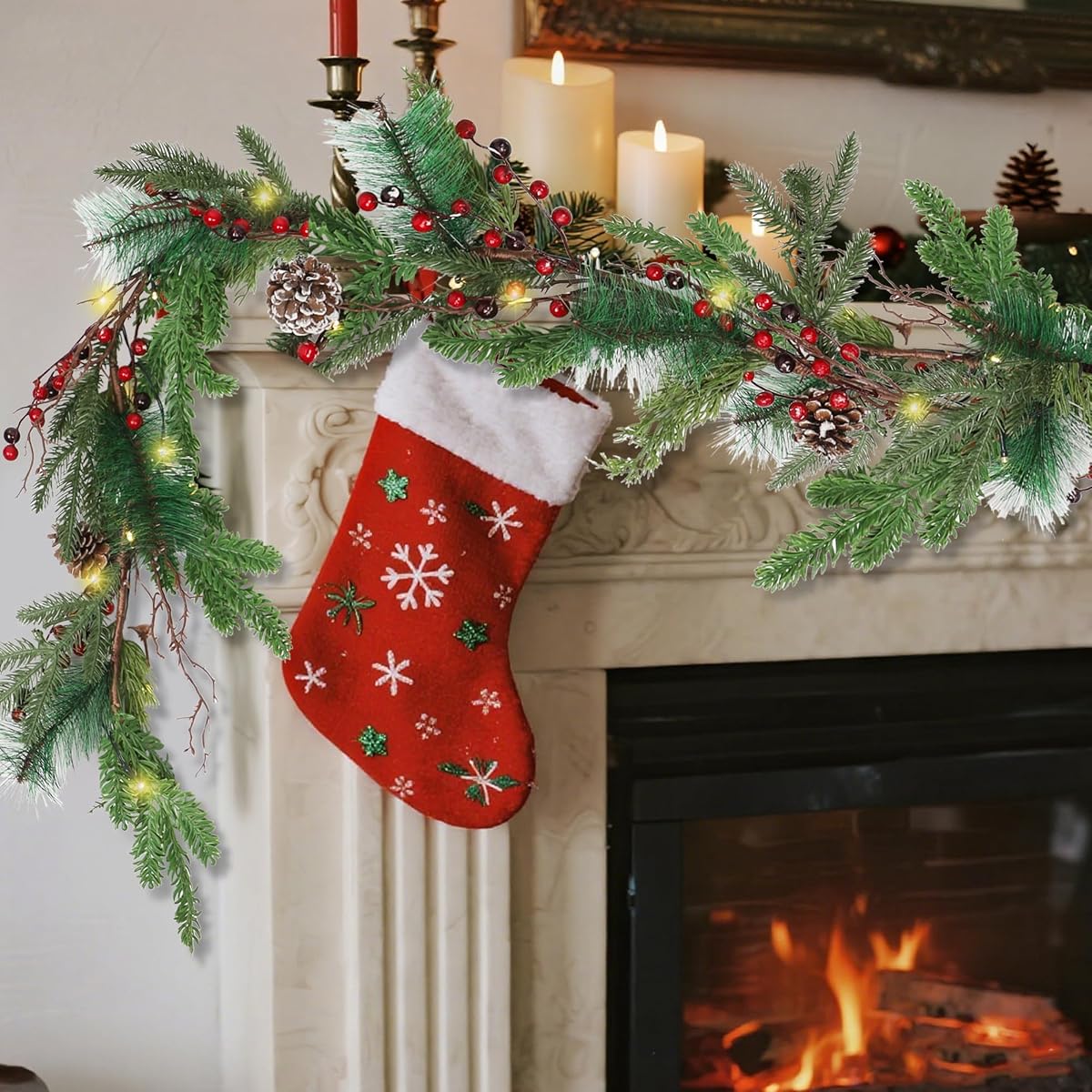 winemana 6 FT Pre-lit Artificial Christmas Garland with Lights for Mantle - imagem de detalhe 5
