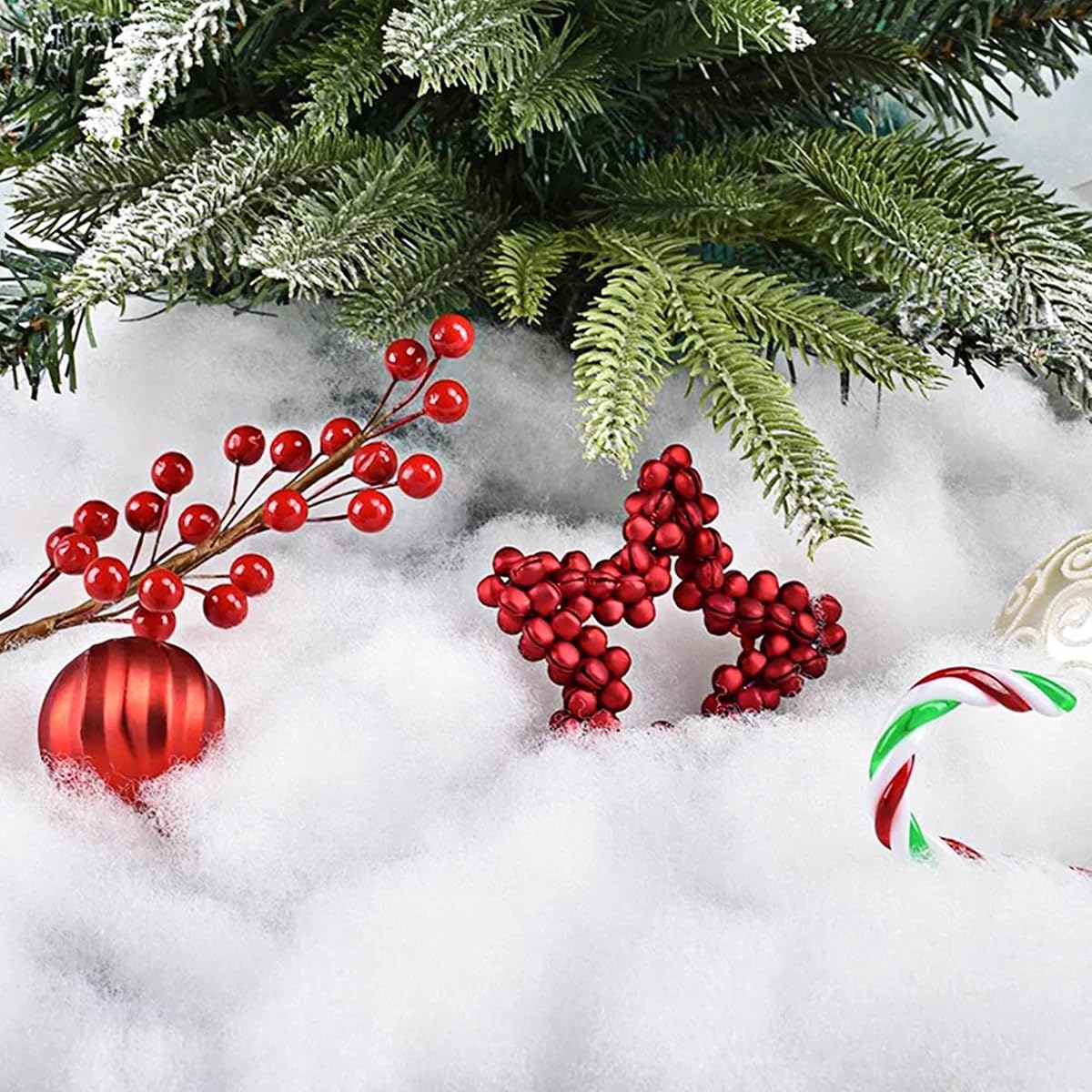 winemana 30oz Christmas Fake Snow Decor, Artificial Snow for Indoor Decorating, Cotton Like Fluffy Snow Stuffing for Winter Mantle Village Houses Christmas Tree Craft White Snow Decor - 细节图 6