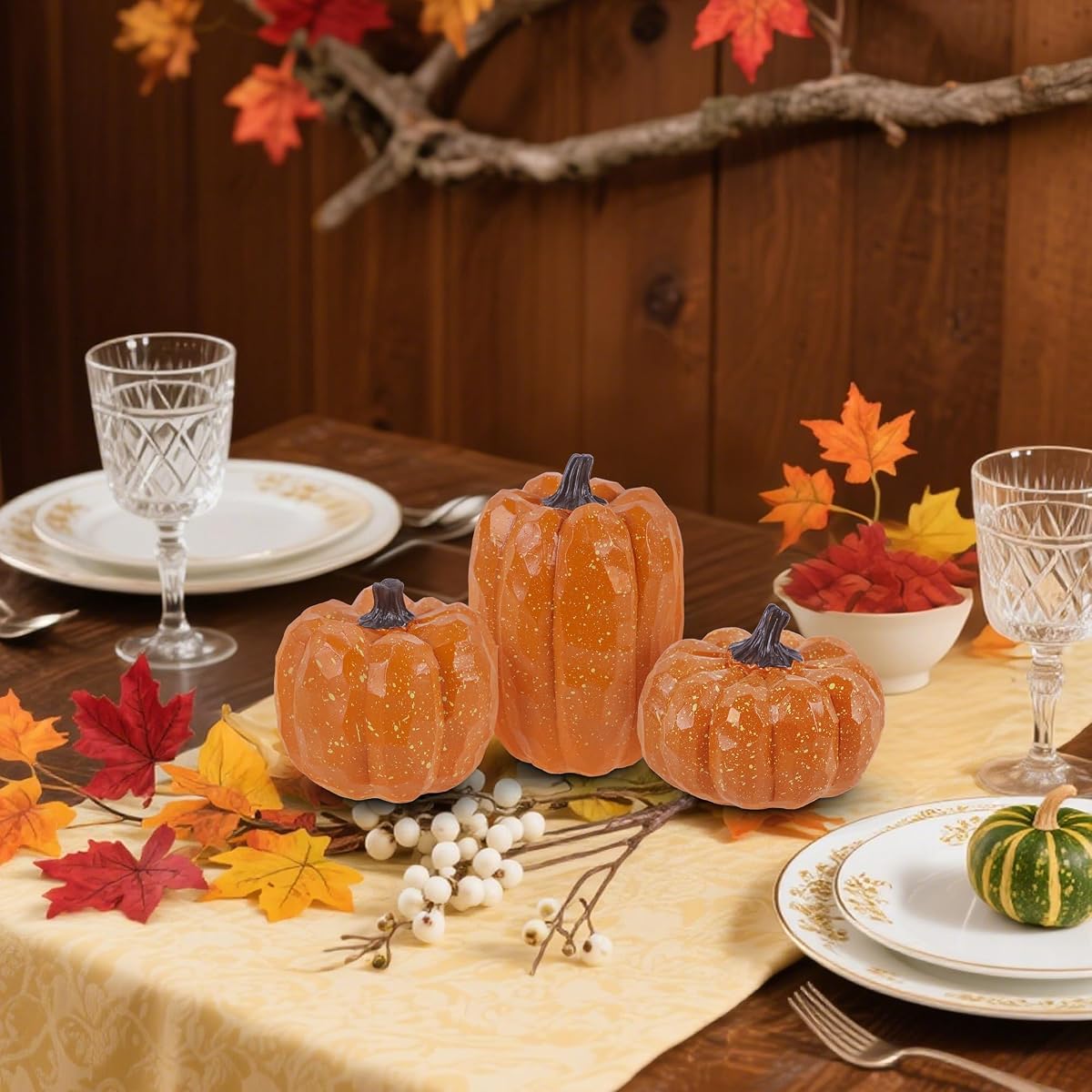 winemana Pumpkins Fall Decor Set of 3, Orange - detail image 3