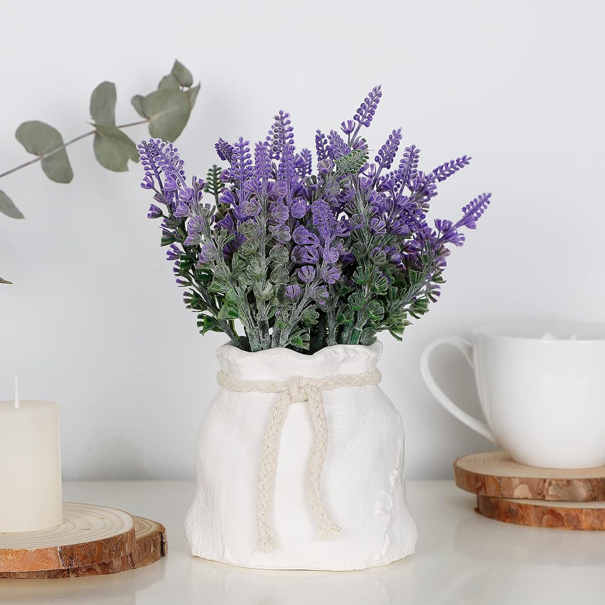 winemana Artificial Lavender Plant in Pot, 7.8" x 4" x 4" Purple Fake Flowers Table Décor for Bedroom Office Home Rustic Indoor Decoration (Light Purple) - imagem de detalhe 6