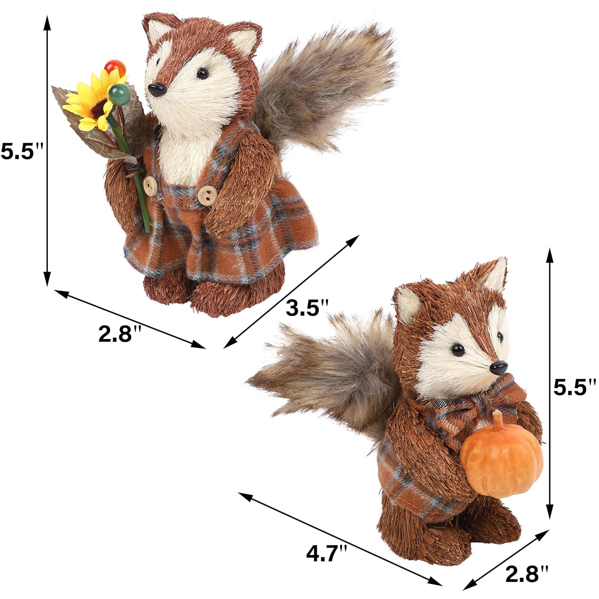 winemana 2 Pack Fox Fall Decorations for Home, Thanksgiving Table Decor - imagen de detalle 2