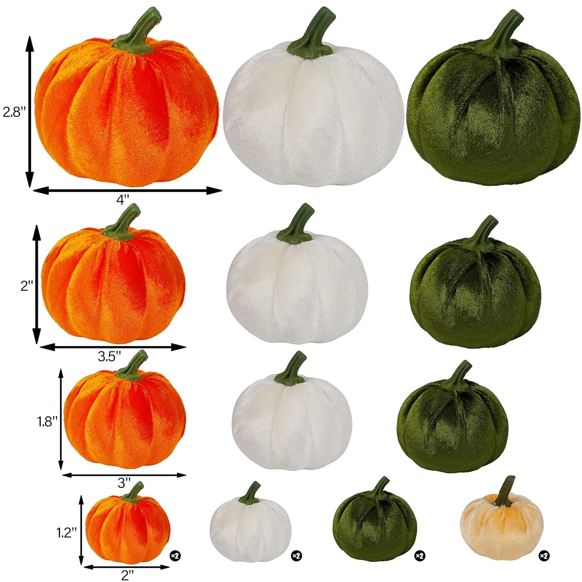 winemana Thanksgiving Artificial Pumpkins Set of 15 Mini Faux Pumpkin Velvet Assorted Sizes Fall Harvest Décor for Home Indoor Table Photo Props - detail image 1