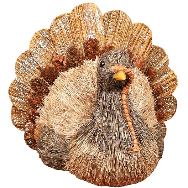 winemana Sisal Turkey Figurine – Thanksgiving Table Decorations Indoor
