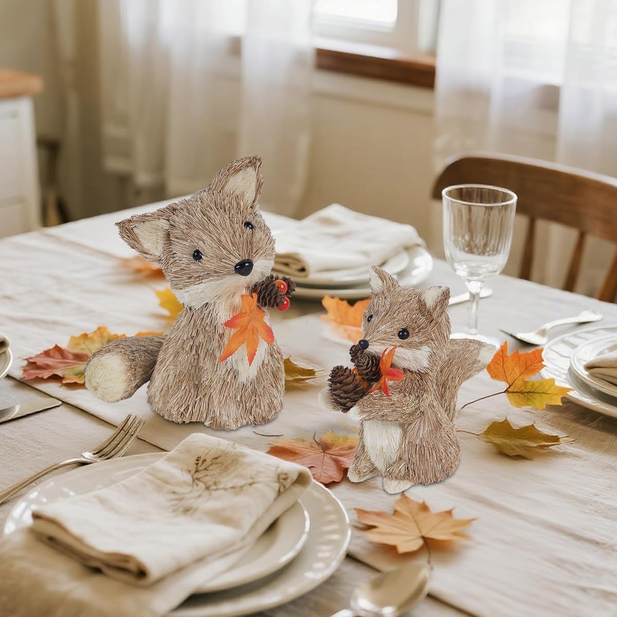 winemana Fall Decor Set of 2 Sisal Fox, Thanksgiving Decorations for Home - imagen de detalle 6