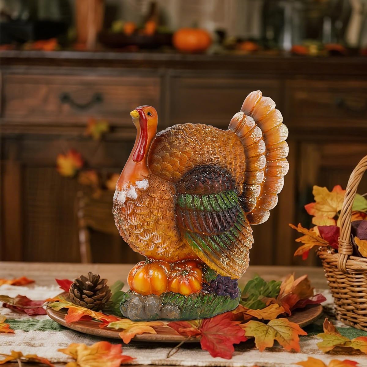 winemana Thanksgiving Resin Turkey Table Decorations, 9.5" Tall - imagem de detalhe 1