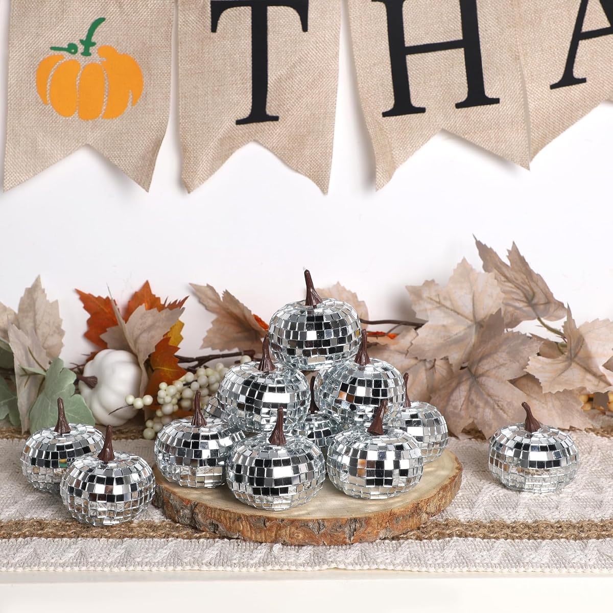 winemana 12 Pack Silver Pumpkin Fall Decor - imagen de detalle 6